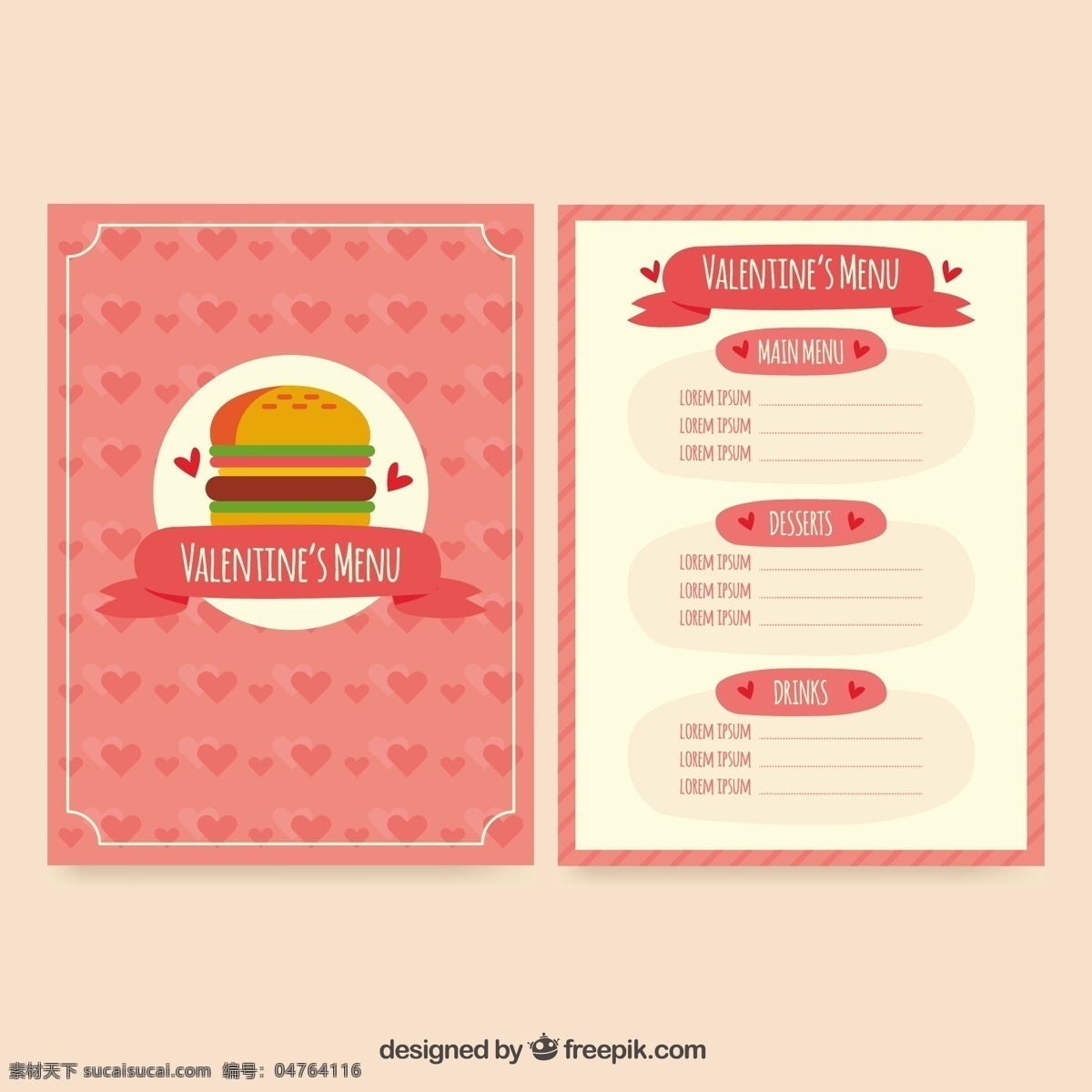 汉堡 情人节 特别 菜单 模板 心脏 爱情 庆祝 情侣 汉堡包 浪漫 美丽 一天 爱情情侣 二月