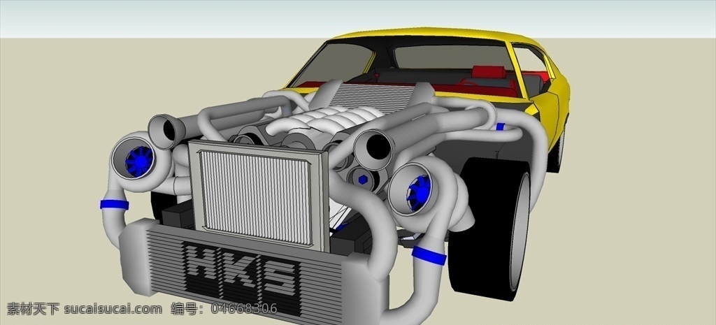 改装 中 车 模型 车子模型 交通工具 车模型 su模型 草图大师模型 3d设计 室外模型 skp