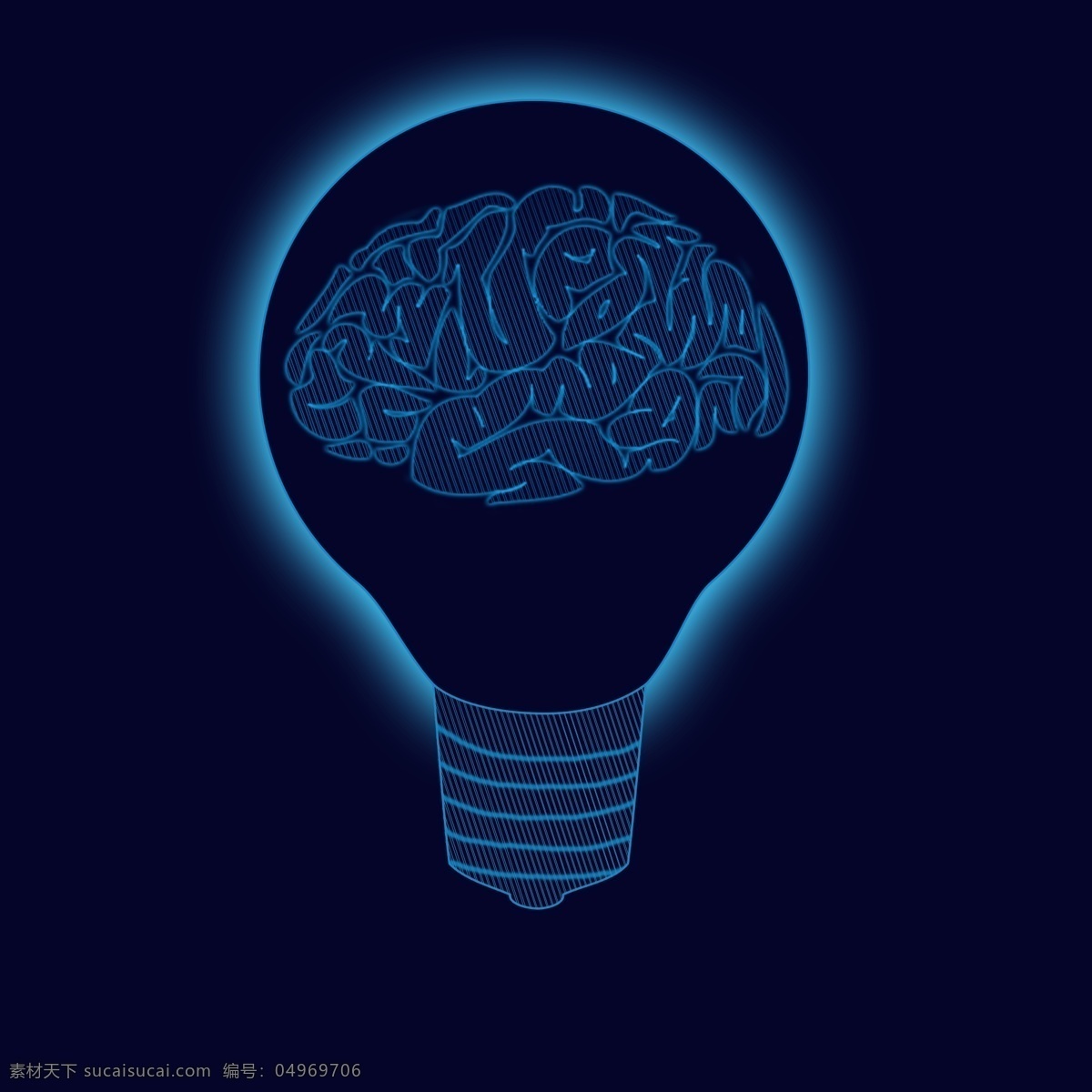 原创 智慧 大脑 元素 科技感 智能 电灯
