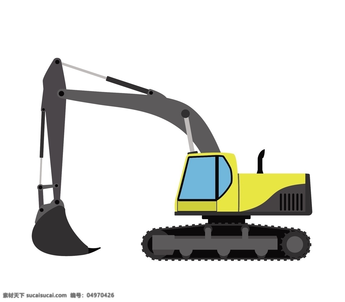 矢量 机动 挖土机 卡通 交通工具 交通 工具 车 扁平 立面 铲车 交 侧面