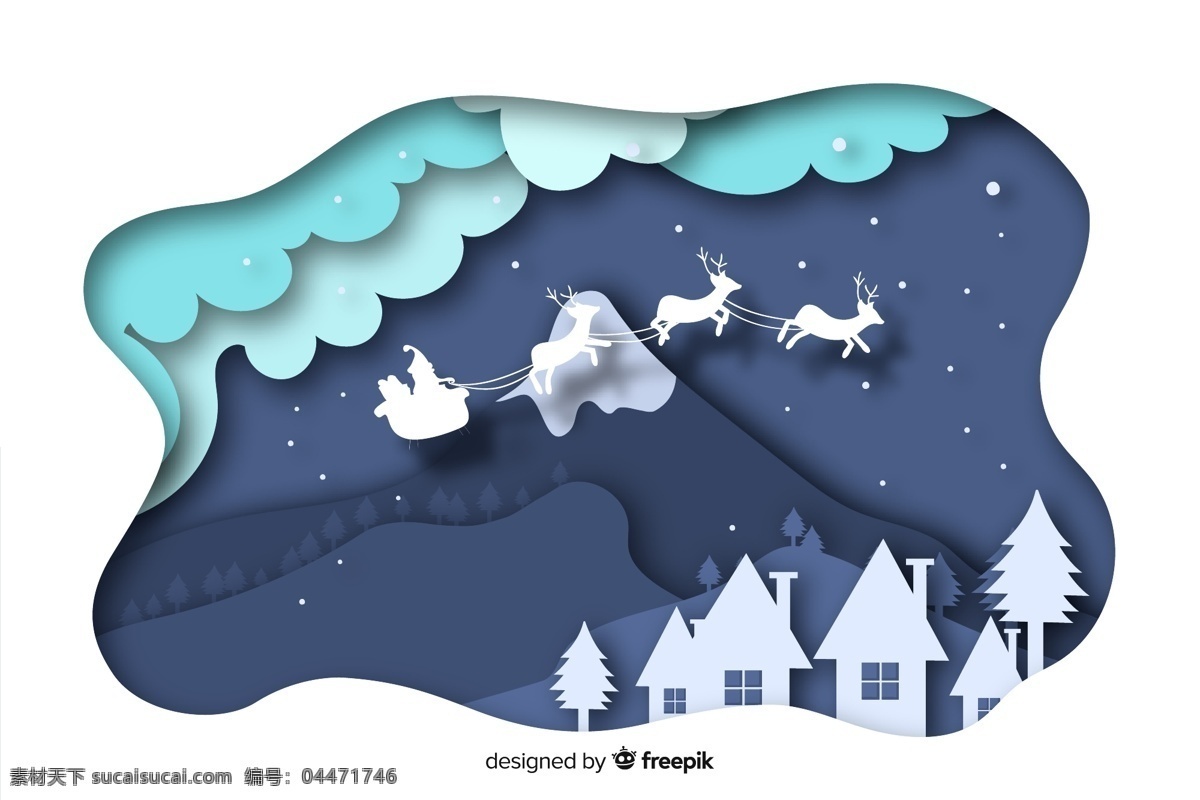 圣诞 雪橇 剪贴 画 创意 雪花 冬季 夜晚 圣诞节 圣诞老人 矢量 高清图片