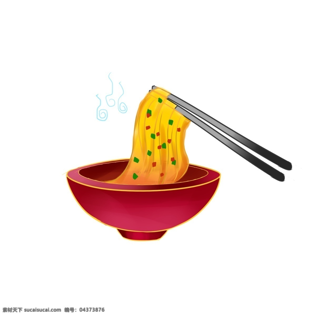 中华 美食 地道 面条 手绘 卡通 中华美食 手绘风 卡通风 筷子 地道美食 红碗