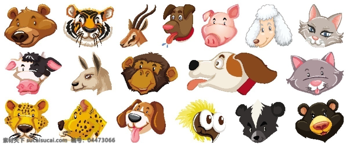 卡通 动物 集合 卡通动物集合 卡通动物 动物素材 动物背景 头像 形像 卡通动物生物 卡通设计