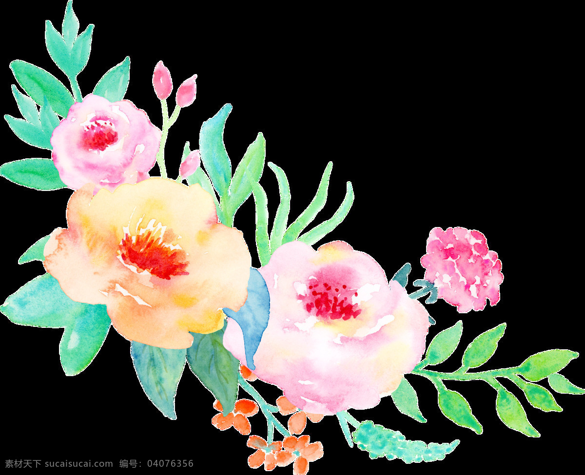 烂漫 花卉 卡通 透明 水彩 免扣 手绘 透明素材 装饰 设计素材 淘宝素材 海报设计装饰 装饰图案