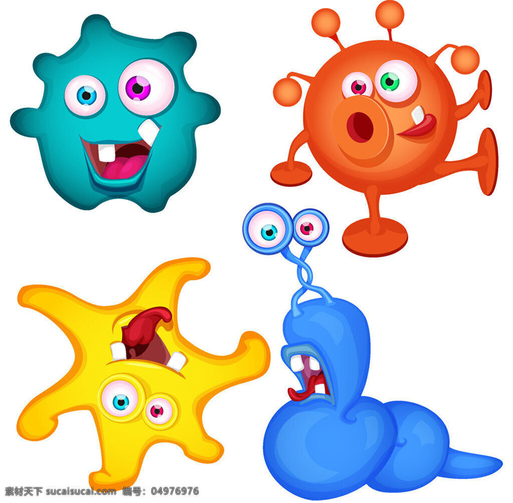 彩色细菌 彩色 细菌 搞怪 可爱 卡通 创意