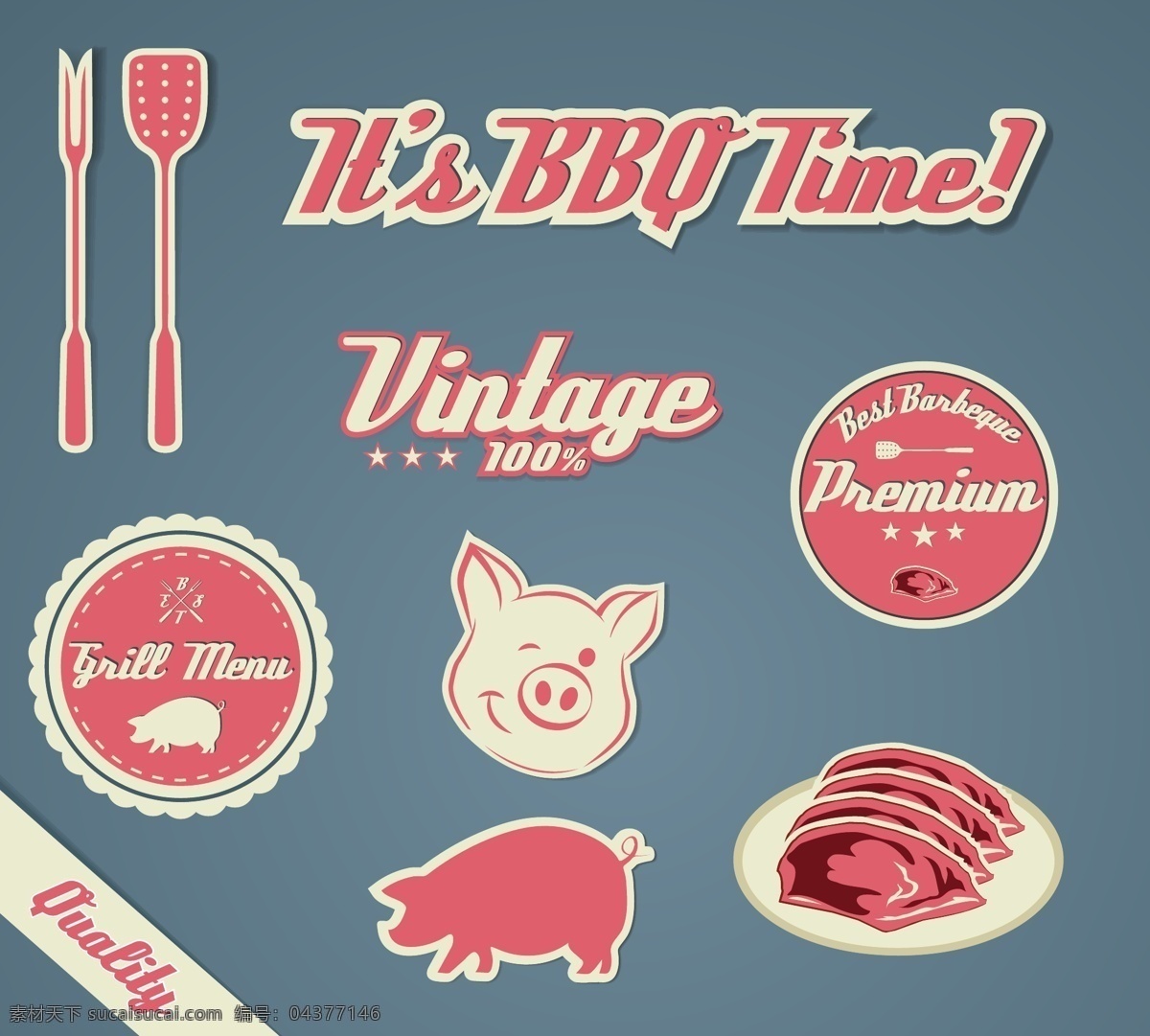 复古 烧烤 标签 收集 复古标签 猪肉 勺子 bbq 野炊