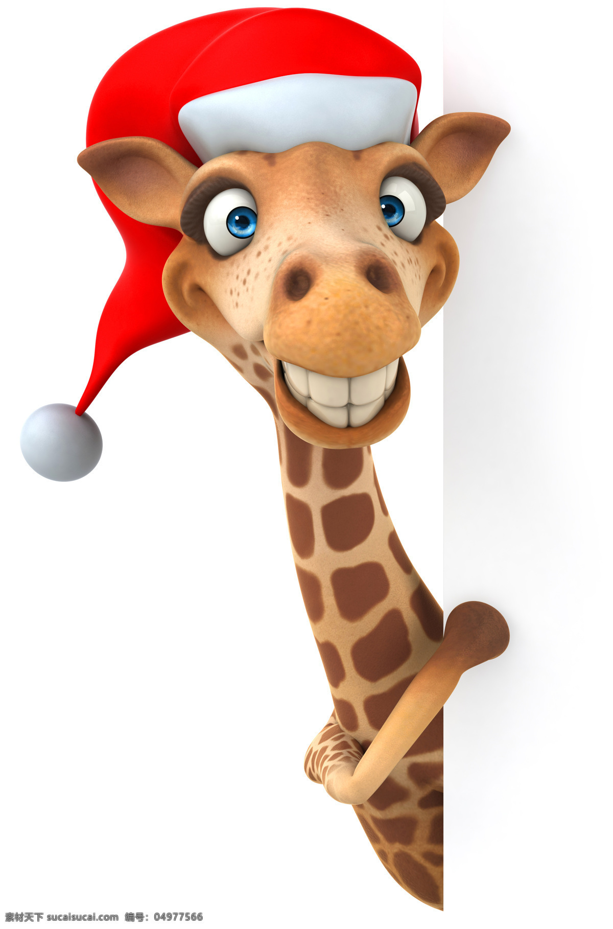 戴 圣诞 帽子 3d 长颈鹿 戴圣诞帽子 3d长颈鹿 动物 卡通画 圣诞节 节日 陆地动物 生物世界