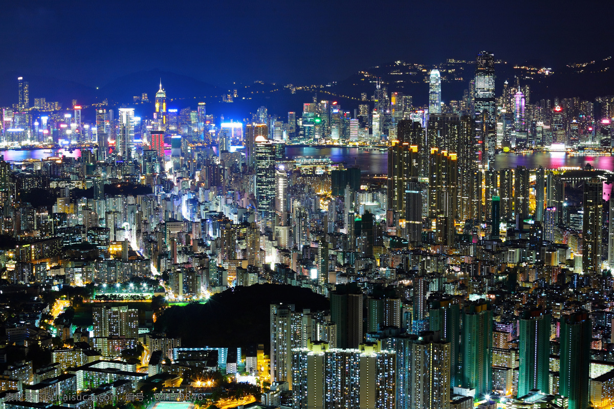 繁华 都市 夜景 城市 大厦 建筑 香港 城市风光 环境家居