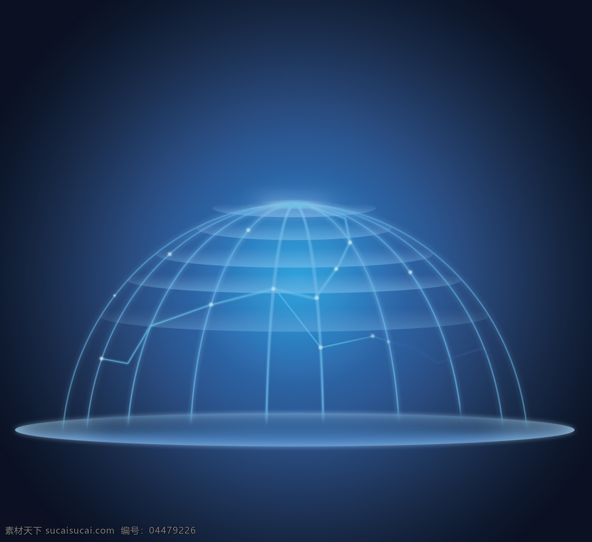 科技球图片 半圆 科技 球形 蓝色 发光 现代科技