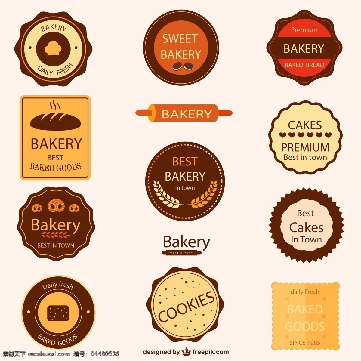 烘 培 食品 标签 饼干 烘培食品 甜品 面包 麦穗 矢量 高清图片