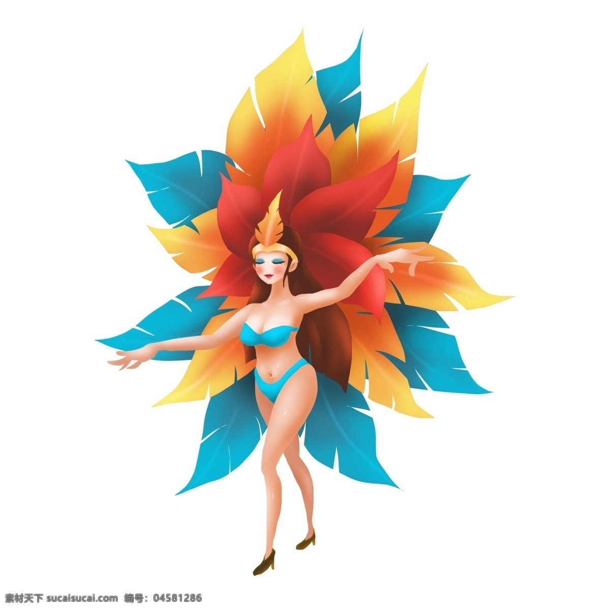 商用 高清 手绘 巴西 狂欢节 舞者 卡通 形象 狂欢节舞者 巴西狂欢节 卡通形象 可商用