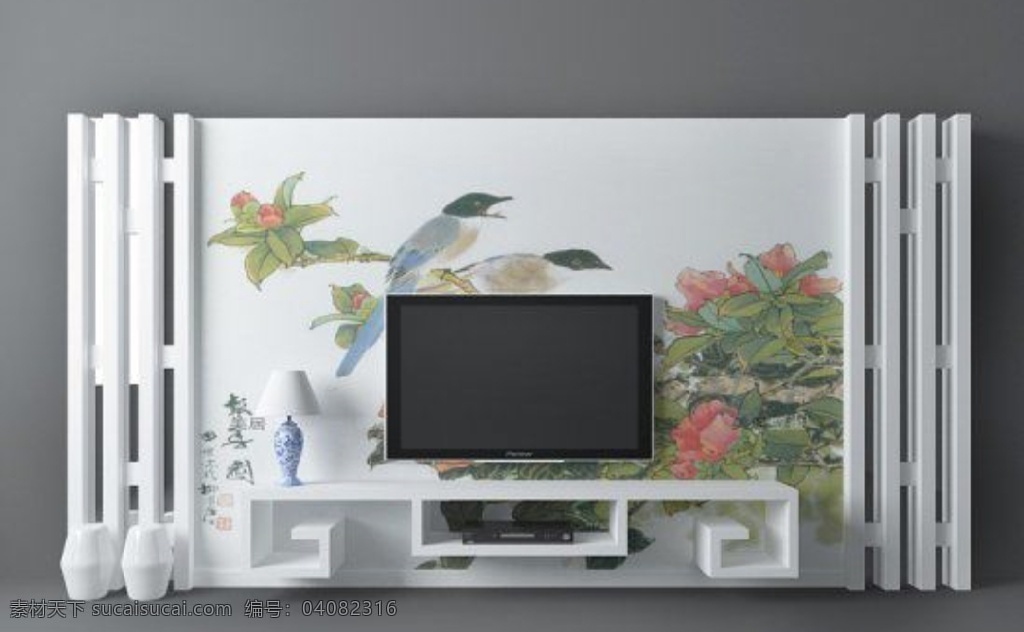 现代 中式 电视墙 3d 模型 3d模型 室内设计 室内模型 室内3d模型 渲染模型 单体模型 家具模型 3d家具 3dmax 电视柜 壁柜 3d设计 max