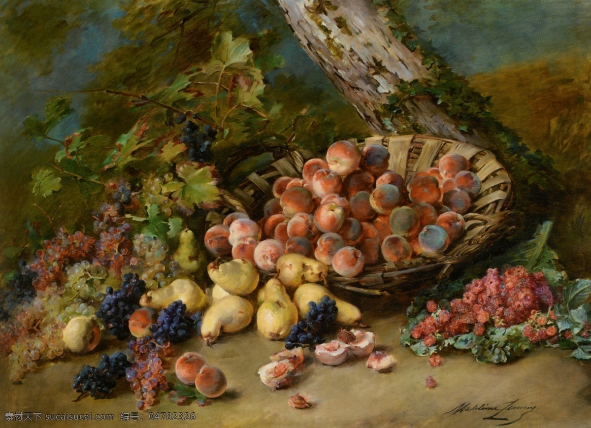 静物 水果 绘画书法 静物水果 梨 葡萄 世界名画 桃子 西洋油画 文化艺术 家居装饰素材