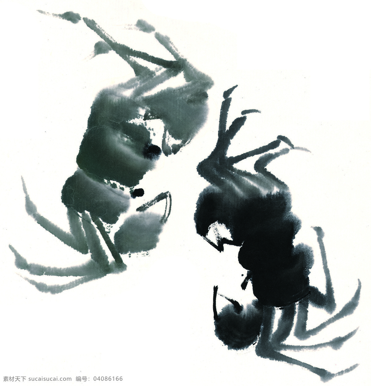 水墨风格的蟹 水墨 蟹 文化艺术 美术绘画 风格 鱼虾 设计图库