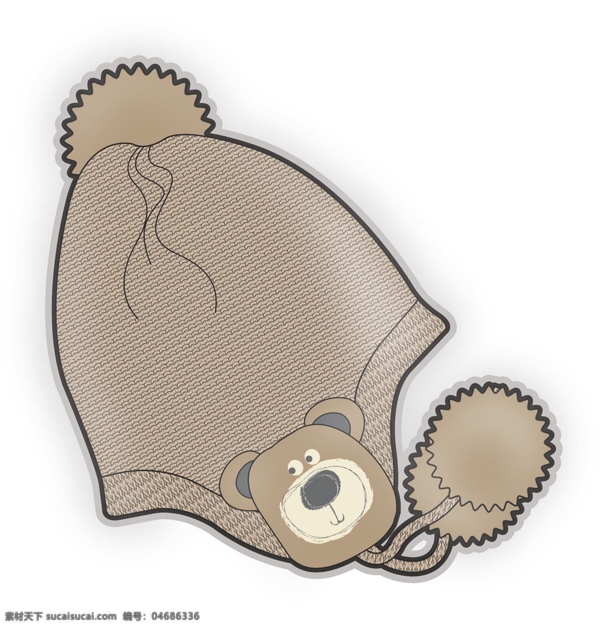 咖啡色 小 熊 毛线 彩色 婴儿 服装设计 矢量 帽子 冬天 儿童服装设计 可爱 手绘 保暖 线条 源文件