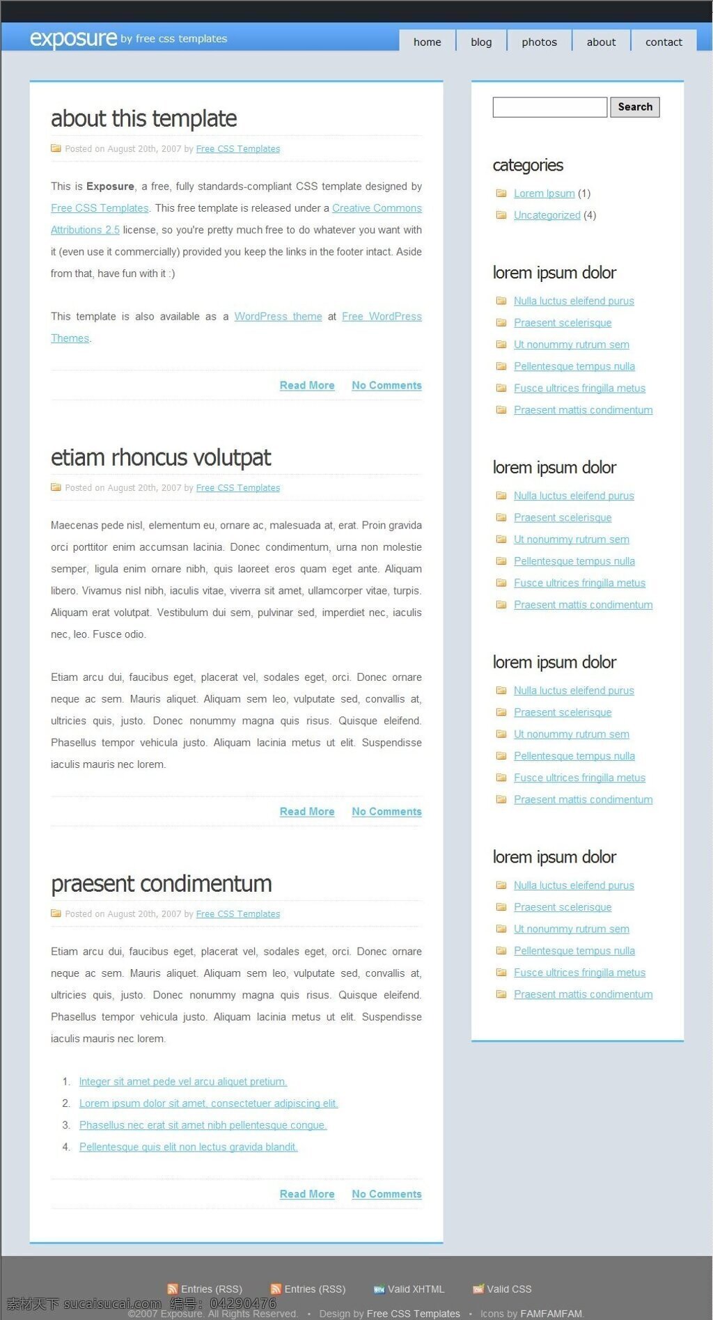白 蓝 信息 blog 网页模板 白色 蓝色 网页素材 网页代码