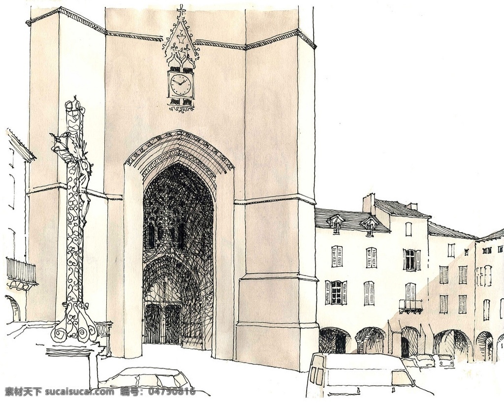 欧式 建筑 局部 效果图 平面图 手绘图 图纸 城堡 建筑施工图 建筑平面图 欧式建筑 建筑效果图