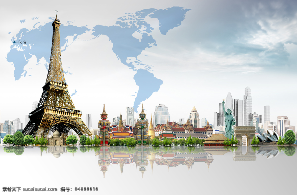 泰国旅游 泰国风景名胜 泰国景点 美丽风景 泰国旅游景点 法国 巴黎 埃菲尔铁塔 名胜古迹 自然景观 白色