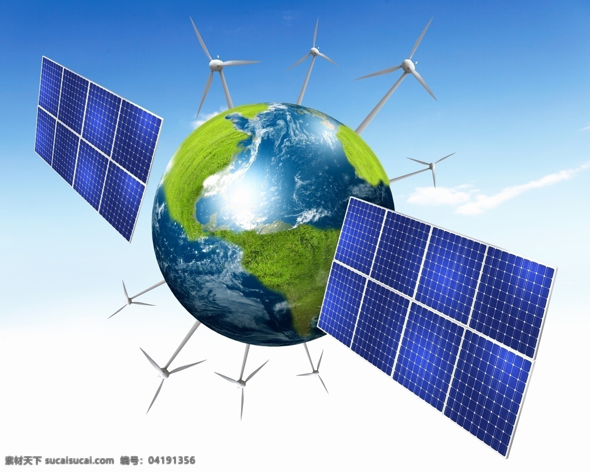 太阳能 风力 发电站 地球 环保 环境保护 节能环保 新能源 风力发电站 卫星 科技 宇宙太空 环境家居