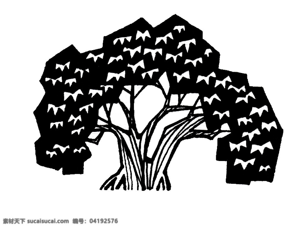 大树黑白图案 大树 黑白图案 梧桐树 剪影 树