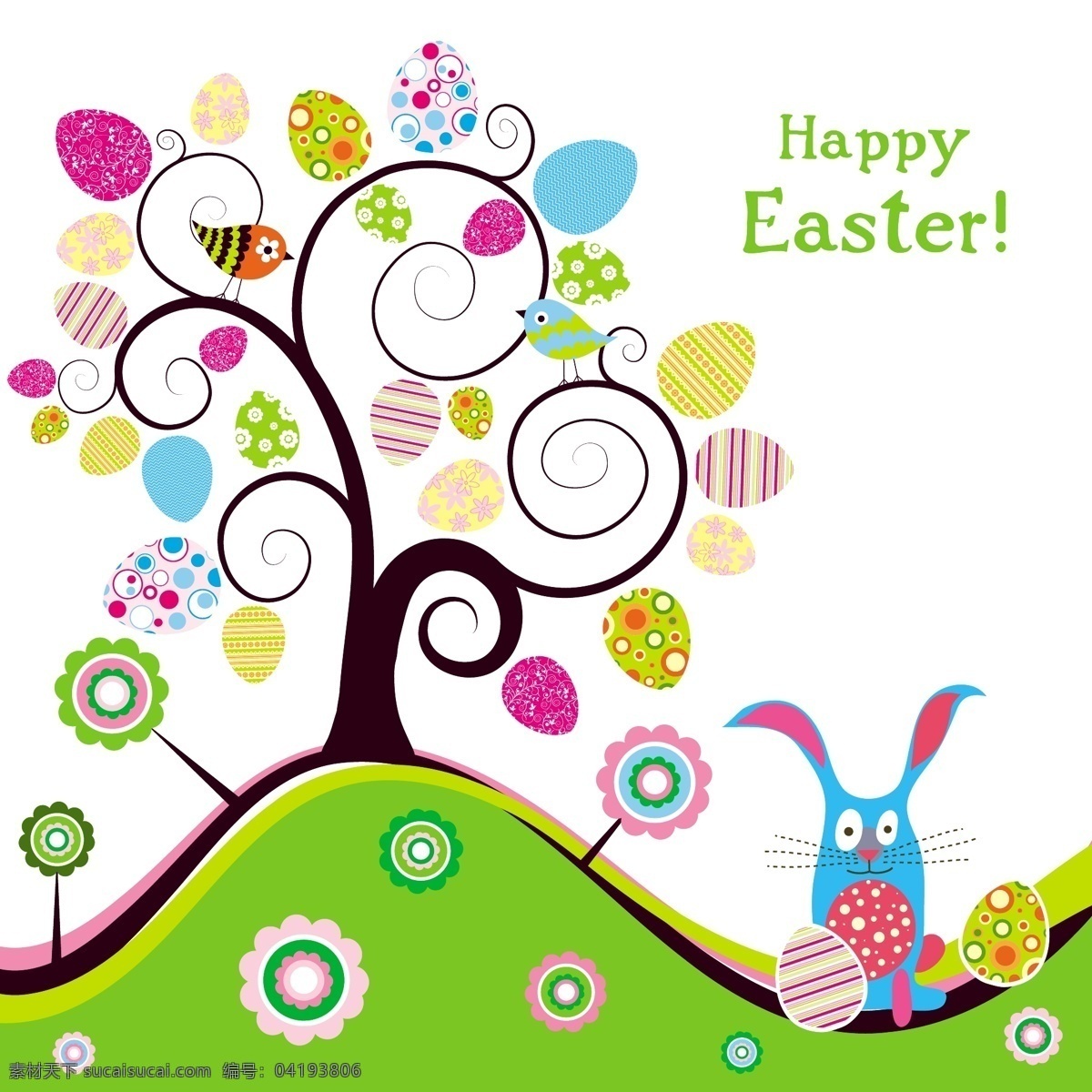 复活系列 复活节 兔子 树 彩蛋 创意 文化艺术 节日庆祝 白色
