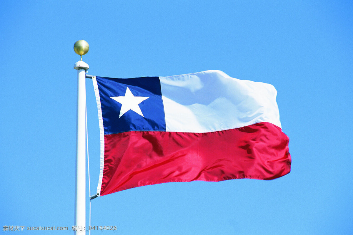 智利国旗 旗帜 飘扬 旗杆 天空 文化艺术 摄影图库