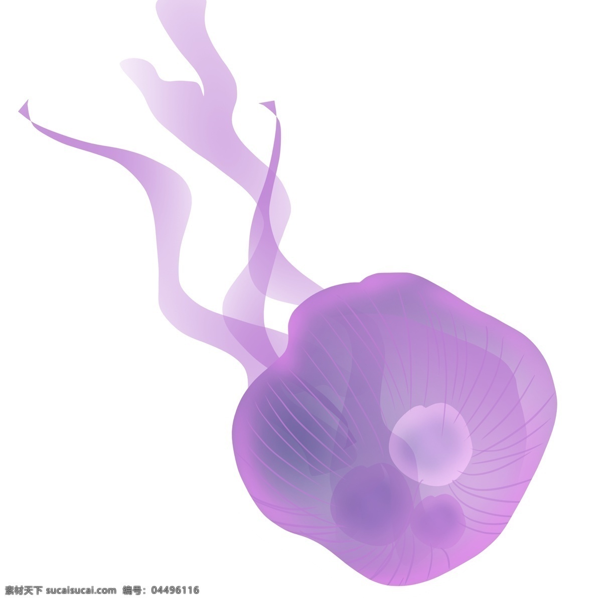 紫色 梦幻 水母 元素 卡通 手绘 海洋生物