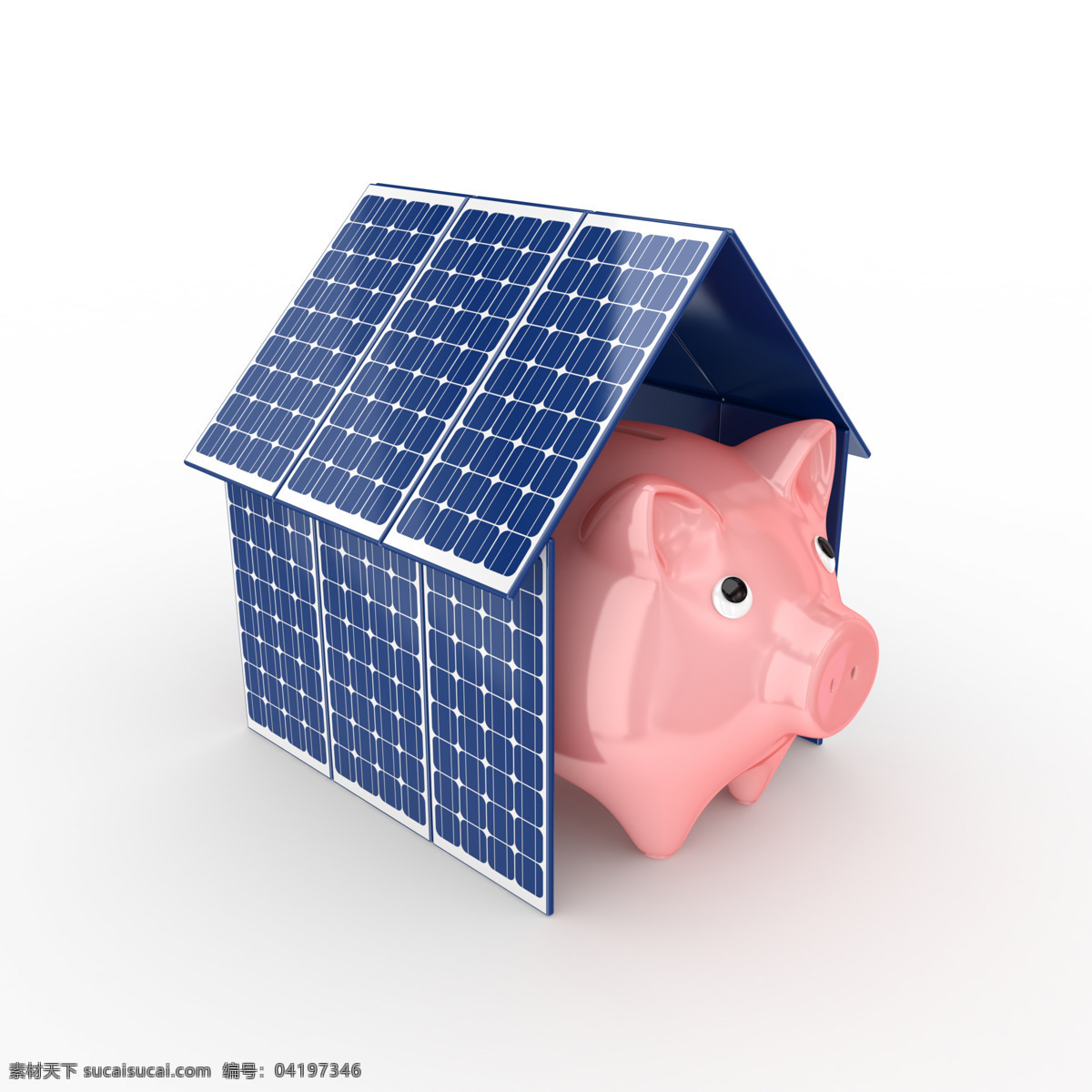 太阳能 房子 小 猪 存钱罐 电池板 节能环保 绿色环保 能量板 小猪存钱罐 其他类别 生活百科 白色
