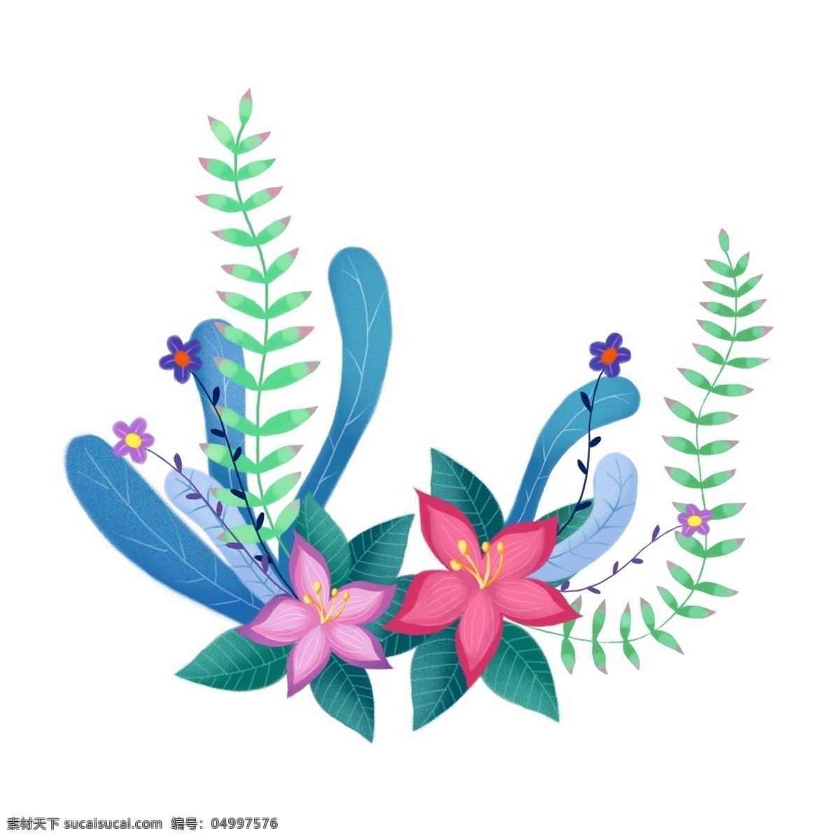手绘 植物 花草 装饰 清新 卡通 花朵 花卉 花