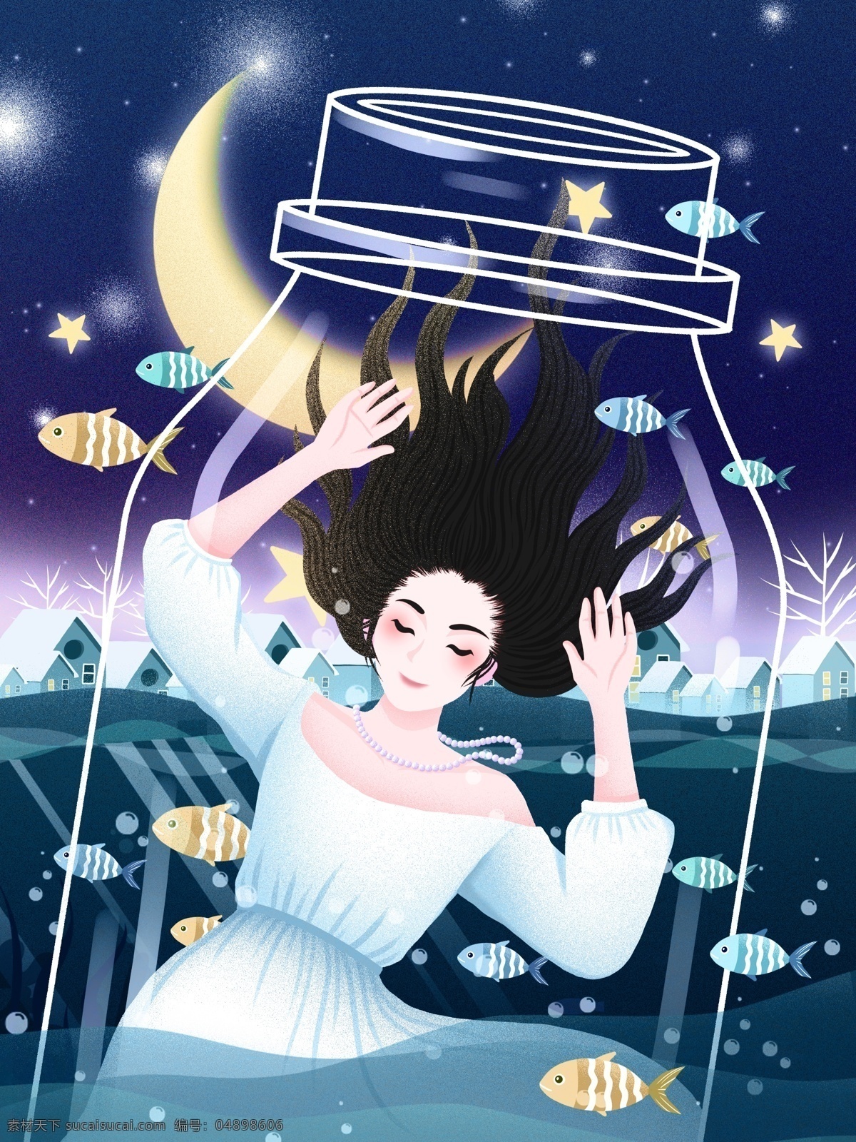 肌理 写实 梦幻 星空 女孩 漂流 瓶 插画 漂流瓶 夜空 海洋 梦幻星空插画 肌理写实插画 女孩与漂流瓶 漂流瓶插画 梦幻星空 唯美星空 星空插画 治愈系插画 治愈系星空 治愈系