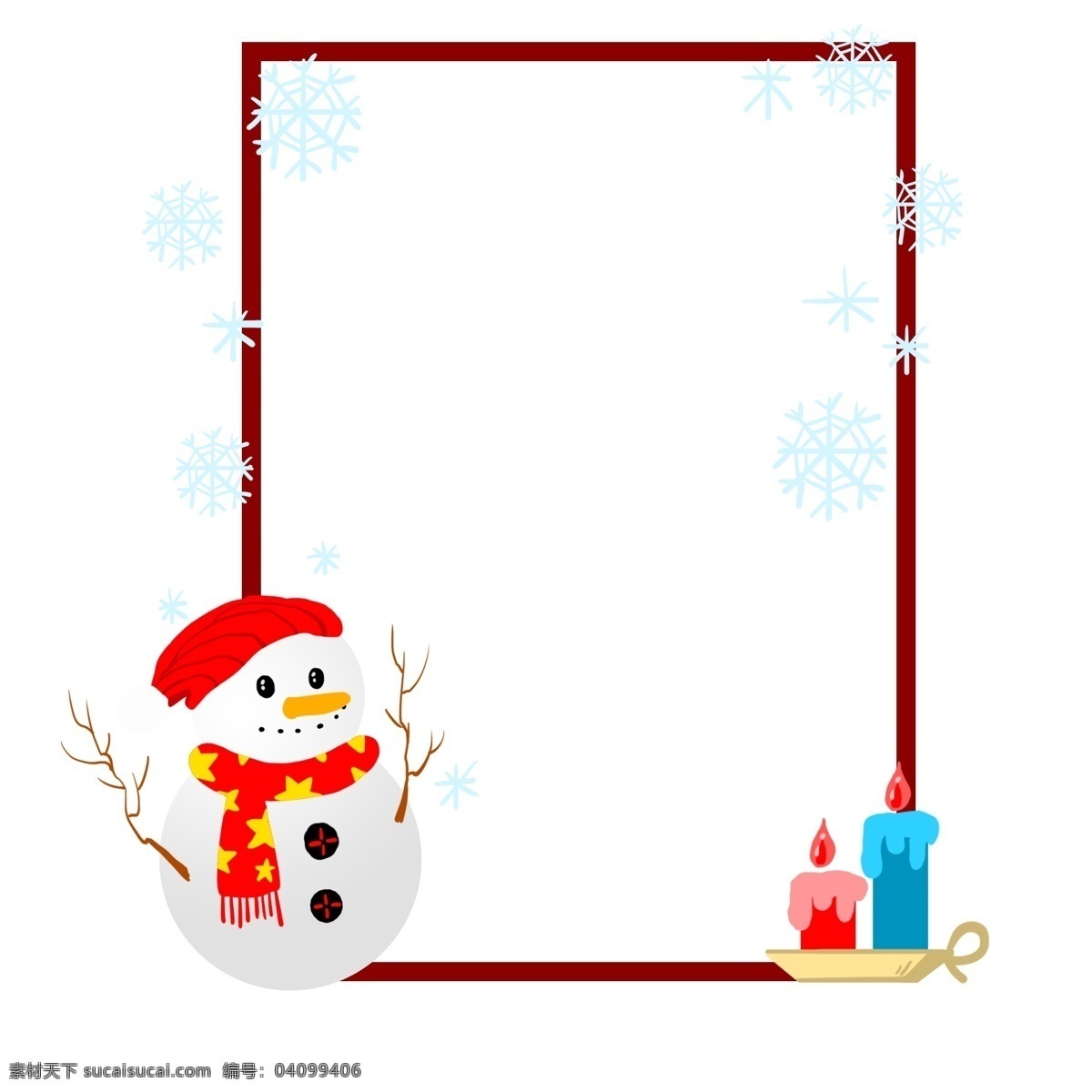 手绘 圣诞节 蜡烛 边框 插画 创意 欢庆圣诞节 雪人蜡烛 愉快的圣诞节 可以 收礼 物 节日