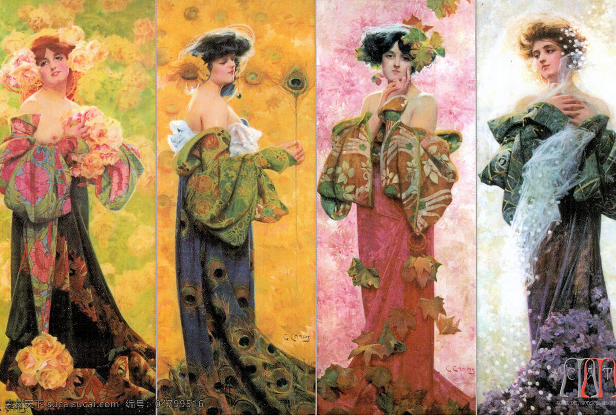 四大美女 油画 唯美 艺术 绘画 美女 当代油画 绘画书法 文化艺术