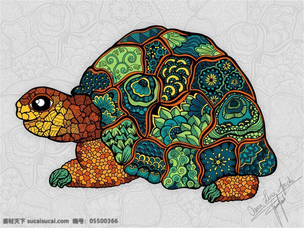 色彩 乌龟 插画 插画集 插图素材 童话 插 画集 绚丽色彩填色 罗马尼亚 oana livia apostu 灰色