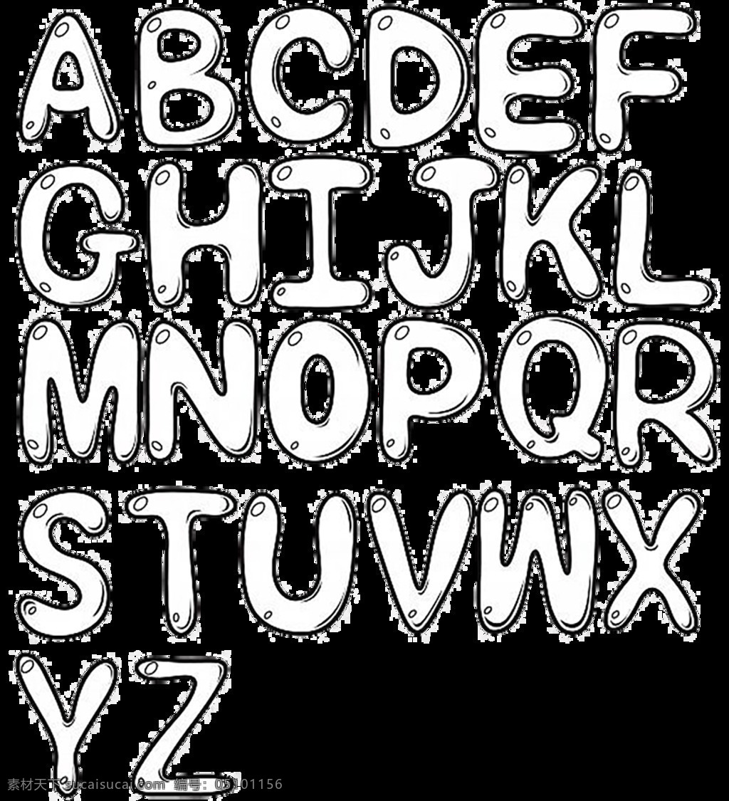 气泡 黑色 艺术 字母 26个字母 英文字母 空心字母 气泡字母 字母元素 艺术字母 大写艺术字母 黑色空心字母