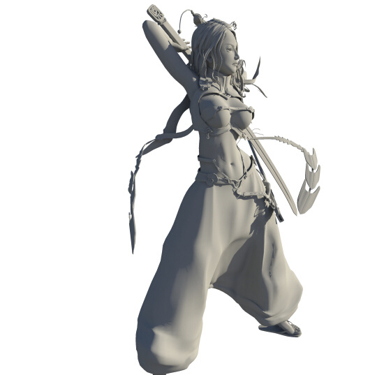 游戏动漫朱雀 女角色 朱雀 人物模型 max 白色
