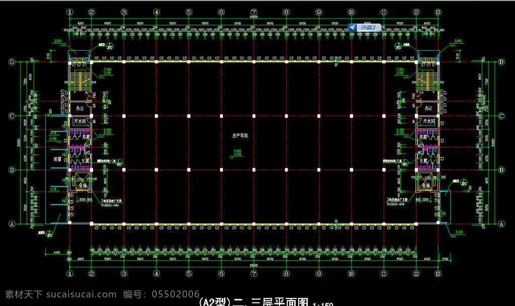 cad 厂房 厂区 工业园区 环境设计 建筑设计 平面图 企业 施工图 室内设计 a2型2 3层平面 dwg 图纸 装修 装饰 规划区 福永镇 凤凰村 三 图 源文件 cad素材 室内图纸