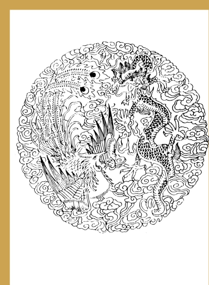 手绘线描凤凰 手绘凤凰 卡通凤凰 线描凤凰 动画线描凤凰 线描的 动漫动画