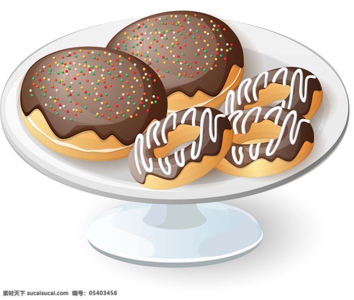 手绘 矢量 巧克力 面包 元素 甜甜圈 食物 ai元素 免扣元素