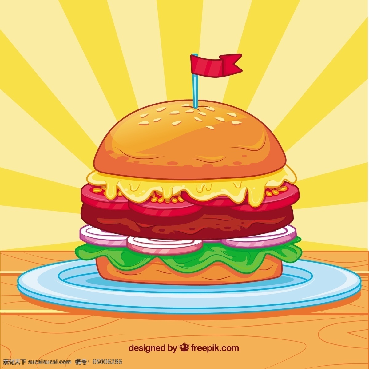 美味 汉堡 背景 食物 菜单 颜色 扁平 丰富多彩 快餐 平面设计 食物菜单 奶酪 汉堡包 番茄 午餐 小吃 餐 背景色