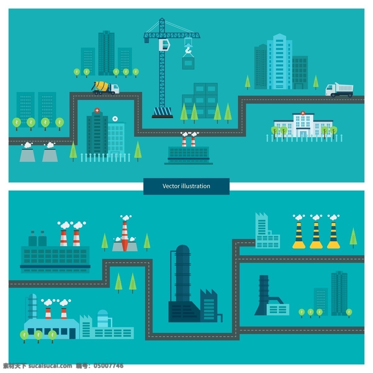 工厂建筑设计 城市建筑 扁平化素材 卡通工厂 卡通山峰 卡通风景 建筑插画 卡通建筑 卡通插画 工业生产 现代科技