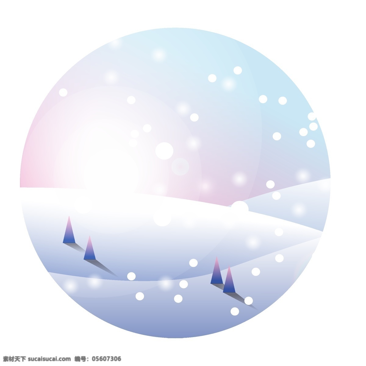 山峰 雪景 手绘 矢量图