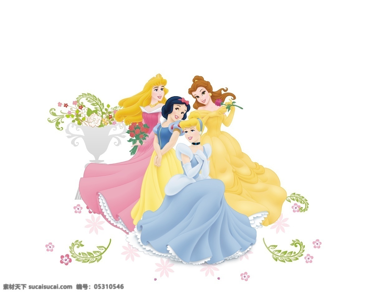 t恤印花 白雪公主 迪士尼 动画 服装 公主 花朵 灰姑娘 公主印花 女装 童装 印花 卡通 童话 美女 少女 女孩 睡美人 卡通设计 矢量