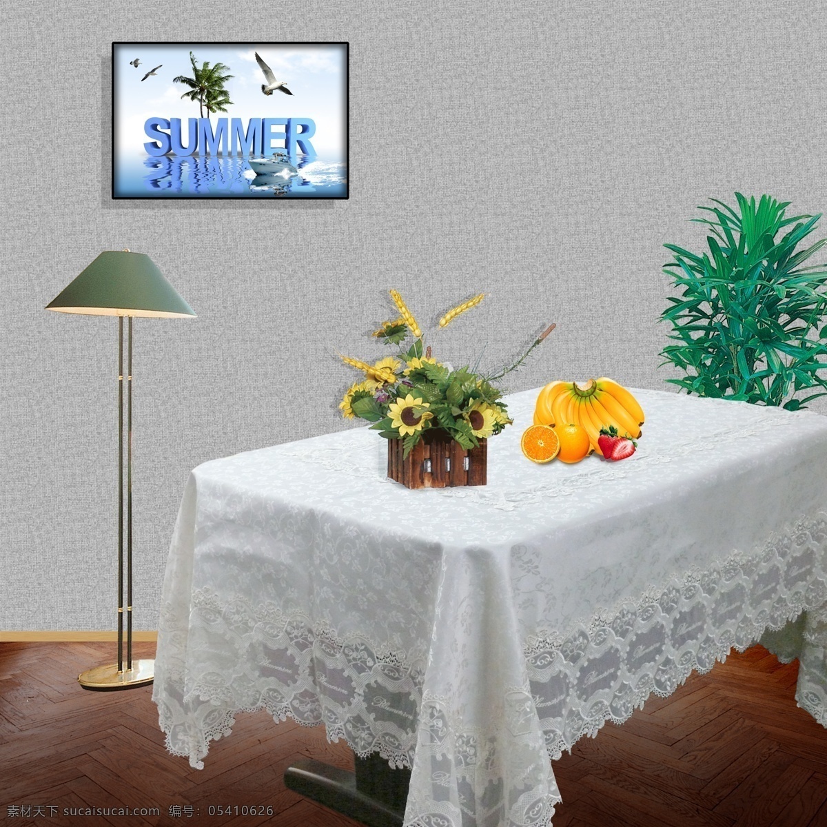 摆件 地板 花朵 环境设计 桔子 墙角 室内设计 台灯 桌布 台布素材下载 台布模板下载 台布 鲜花 相框 香蕉 源文件 家居装饰素材