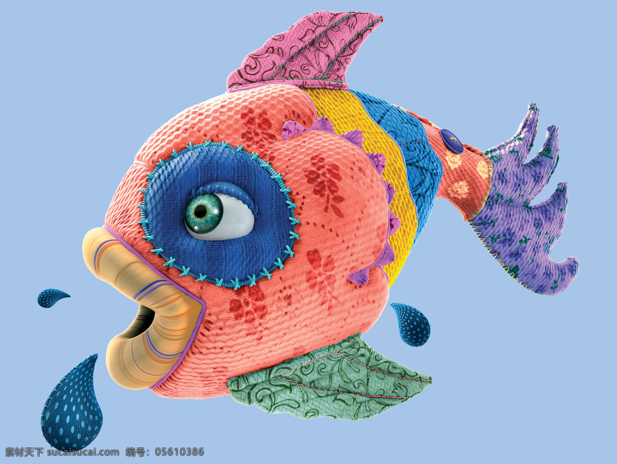 复古 手工 织 线 大 眼 鱼 编织 鱼类 装饰画素材 卡通 动漫 可爱