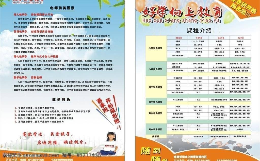 dm宣传单 白云 博士 草地 辅导 教育 课程表 蓝天 招生 学习 学生 小孩 女孩 书 栅栏 气球 师资 培训 矢量 展板 学校展板设计