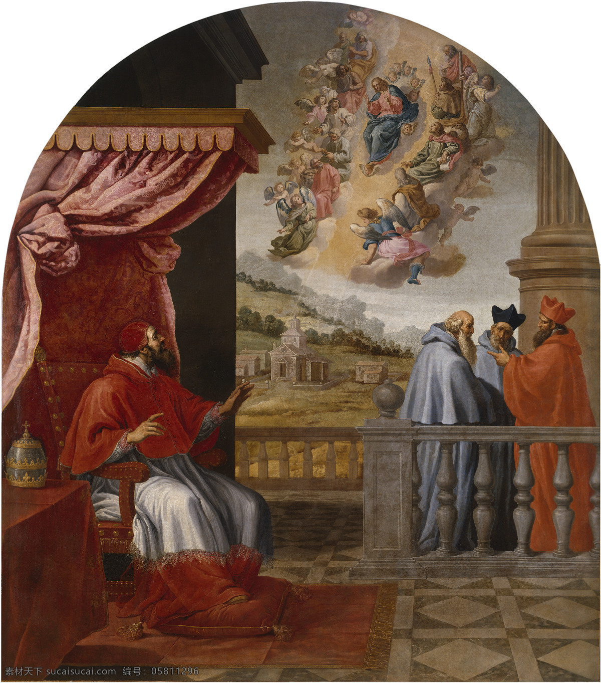 古典油画 绘画书法 文化艺术 油画 宗教油画 教皇 胜利 设计素材 模板下载 教皇的胜利 卡杜 乔维 森特 作品 罗马 维克托 三世 耶稣降临