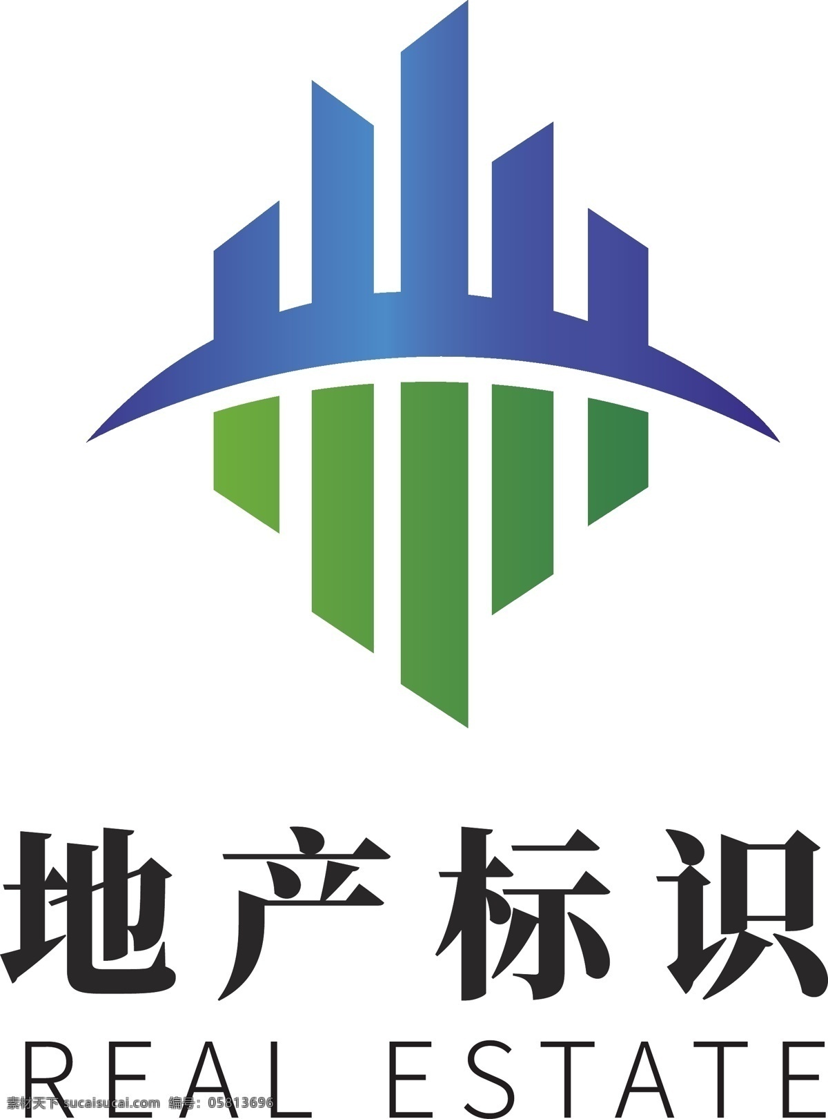 蓝色 科技 环保 房地产 企业 logo 模板 绿色