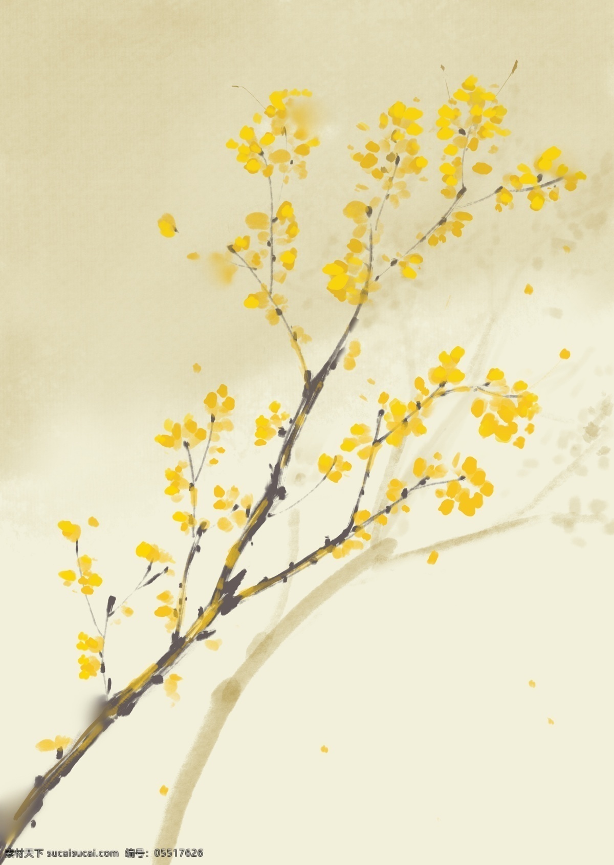 春节 腊梅 黄色 背景 植物插绘 书籍配图 书籍装饰 节日 氛围 图案 用于 海报 衣服的柄图