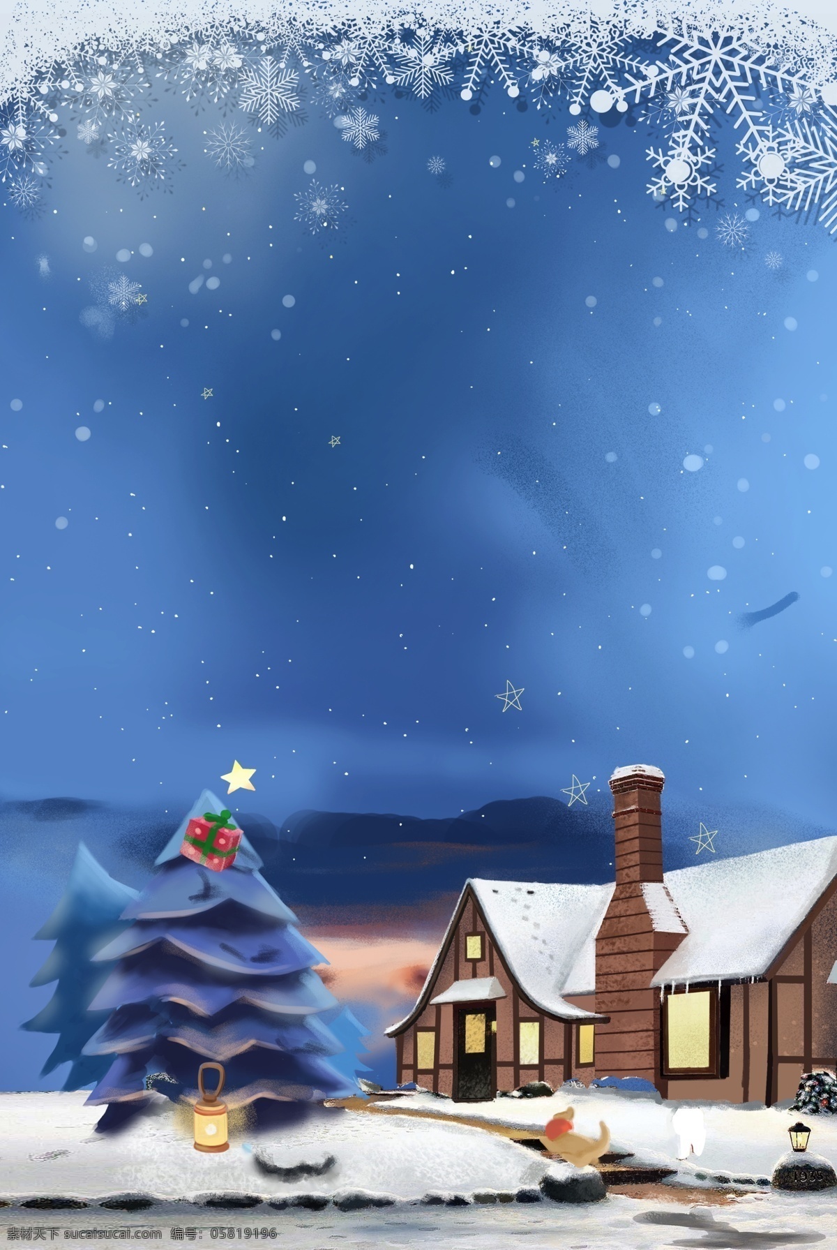 唯美 蓝色 圣诞 冬季 背景 雪花 圣诞背景 冬天 城堡 冬季背景 大寒 下雪 psd背景 雪屋 平安夜