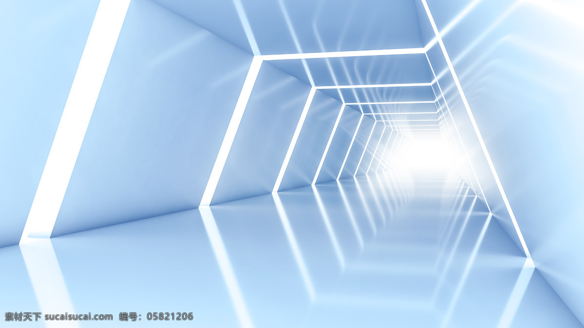 空间 隧道 立体 科技 背景 蓝色 光 通道 过道 走廊 色彩 耀眼 结构 简约 灰白色 模型 曙光 形状 场景 地板 几何 光线 光影 元素 三维 底纹边框 背景底纹